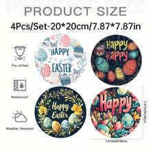 1 PIEZA Logotipo redondo de acrílico con Feliz Pascua y huevo de Pascua, decoración plana 2D, decoración de Pascua, decoración de pared, decoración del hogar, decoración de café, regalos creativos, patrones de Feliz Pascua, decoraciones festivas