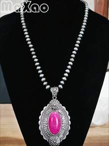 Vintage-Inspired Large Concho Pendant Multi-Layered Necklace For Women, Available In Different Colors To Match Various Outfits, Great As Self-Purchase Or Gift For Best Friends, More Vintage Styles Available In-Store