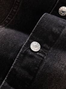 Men's Button Front Long Sleeve Pocket Denim Jacket, Spring/Autumn