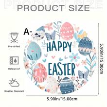 1 PIEZA Logotipo redondo de acrílico con Feliz Pascua y huevo de Pascua, decoración plana 2D, decoración de Pascua, decoración de pared, decoración del hogar, decoración de café, regalos creativos, patrones de Feliz Pascua, decoraciones festivas