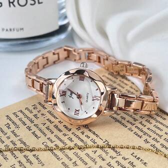 jw ساعة معصم كوارتز مطلية بالمعدن صغيرة وبسيطة مناسبة للسيدات والطالبات للاستخدام اليومي قطعة واحدة