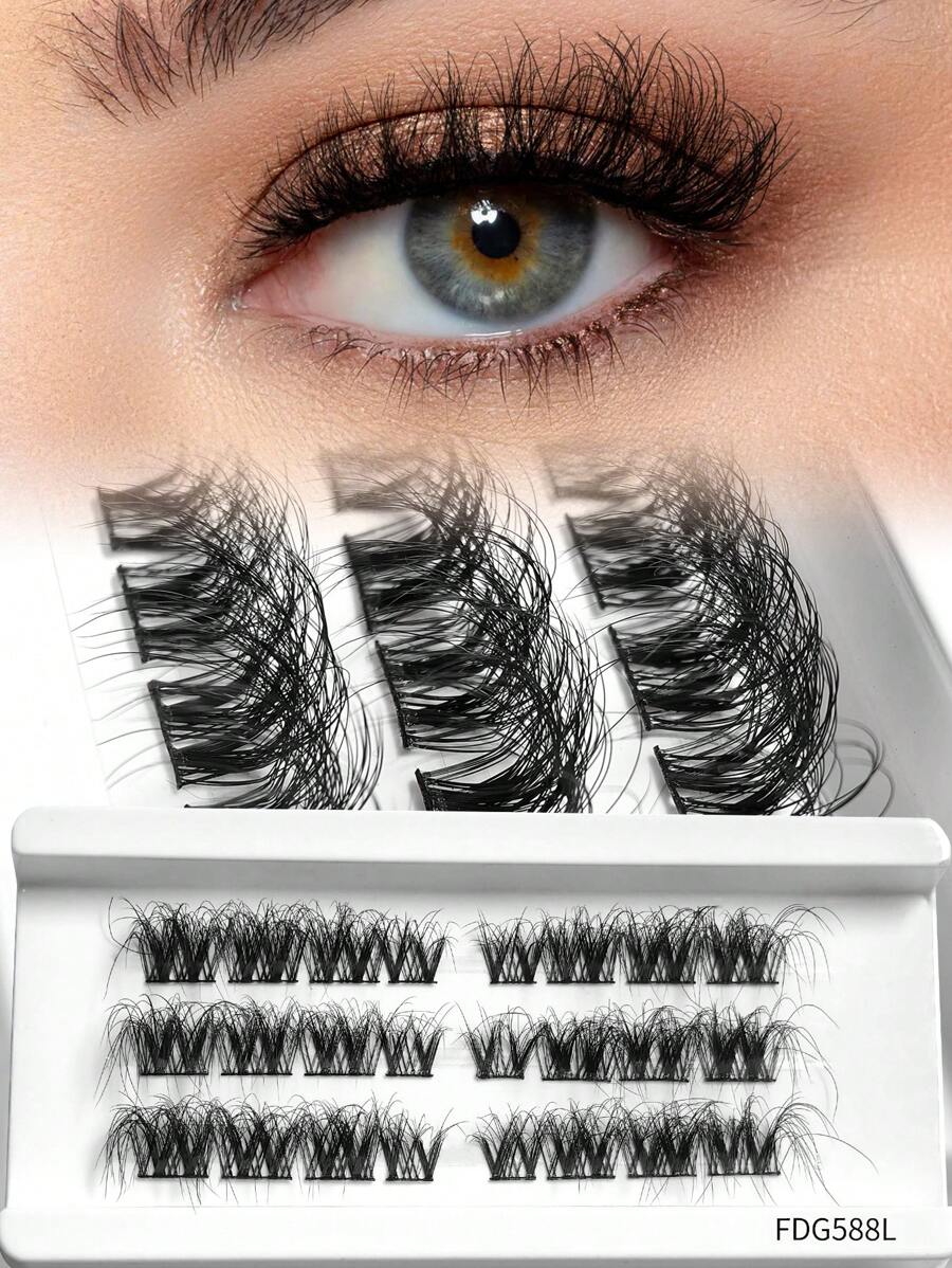 Clusters de cílios de alta qualidade 3 fileiras super fofos cílios individuais D Curl 10-18MIX Cluster Lashes Volume Wispy Lash Extension macio e confortável fácil faça você mesmo em casa (FDG588L)