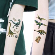 12 Blatt Dinosaurier Temporäre Tattoo Aufkleber, coole lebensechte realistische Jurassic Dinosaurier T-Rex Triceratops Pterosaurier Velociraptor Stegosaurus Allosaurus Muster, Dinosaurier Welt Geburtstags Party Dekorationen Zubehör Geschenke, Halloween Party Geschenke - Verschiedenfarbig - Übersicht 5