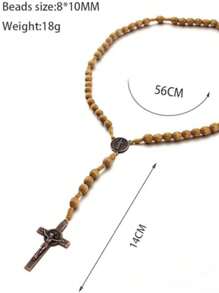 Handmade Wooden Catholic Rosaries, Beads Necklace From Bethlehem Wood Christian Prayer Holy Soil Medal & Metal Cross For Catholic Or Christian Gift - Star - View 10