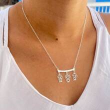 Necklace Children Couple Boy Girl Three Four Sons Daughters Boys Girls 925 Silver Plated - Bạc - Xem 10