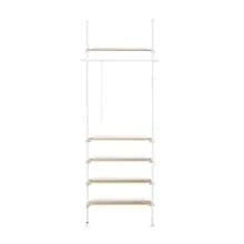 SoBuy Teleskopowy wieszak na ubrania z 1 drążkiem na ubrania i 5 półkami System szaf teleskopowych Regulowany wieszak na ubrania szer. 97 x wys. (193-262) cm Biały i naturalny - Biały - Zobacz 4