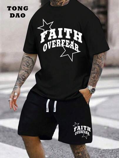 男士春夏新款透气运动套装