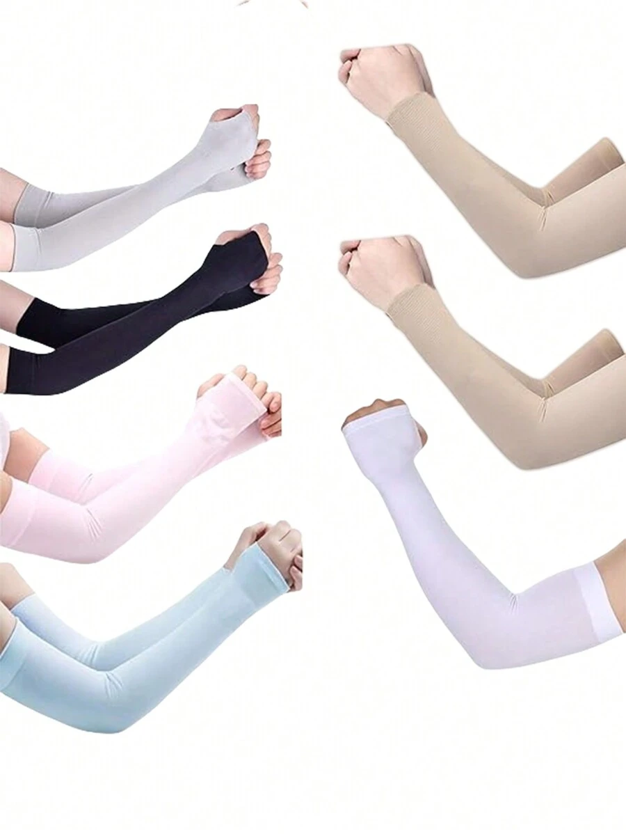 Mosquito Repellent Ice Sleeve Summer Ice Silk Sunscreen Sleeve Gloves Outdoor UV Protection Cycling And Driving Sleeves For Men And Women Set Of - Multicolor - View 1