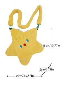 Cartoon Embroidered Star Design Novelty Bag Cute Style, Perfect Best Funny Novelty & Gag Gifts, Stars Hollow Women Bag, Fashionable Butter Yellow Bag For Women