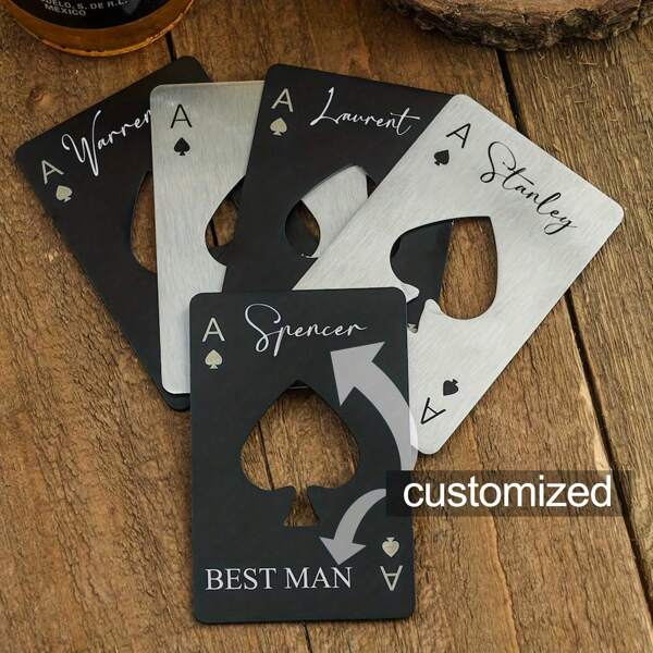 1/5/10 Pcs Stainless Steel Personalized Wedding Bottle Opener, Spade A Bottle Opener, Wedding Souvenir, Suitable For Valentine's Day, Christmas, Father's Day,Durable,Colorful,Cute,Adorable,Funny,Y2K,Stylish,Casual,Cuties,Unisex,Custom,Personalized,Unique,Customized,Ideal Gifts For Him,Ideal Gifts For Her,Her,Girlfriend,Friends,Grandparents,Family