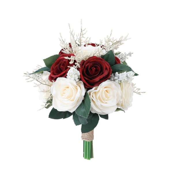 Wedding Bouquets For Bride Bridesmaid Bouquet Artificial Flowers Red Rose Bouquet For Bride Church Home Decoration, Gifts Party Favors Room Decor