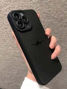 Funda de teléfono a prueba de golpes con borde perforado de precisión y estampado de avión negro, compatible con iPhone P14 ProMax, P13, P11, P12, XR, 7/8, Galaxy S22, S21, S20 FE, A51, A52, A53, A71, A72, A73, Redmi 9, 9A, 10A, 10C, Note 9, Note 10, Note 11, Note 12, 12, 12C, resistente al agua y a los arañazos