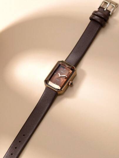 1pc Retro able Minimalist Quartz Watch, Wear view 3