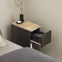 SoBuy Mesilla de noche con cajón para cama con somier, mesa de sofá, mesa auxiliar, mesa estrecha para teléfono, mesita de noche, mesita de noche, An x Al x Pr aprox.: 20 x 60 x 35 cm FBT111x2 - Negro - Ver 7