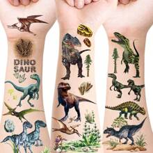 12 Blatt Dinosaurier Temporäre Tattoo Aufkleber, coole lebensechte realistische Jurassic Dinosaurier T-Rex Triceratops Pterosaurier Velociraptor Stegosaurus Allosaurus Muster, Dinosaurier Welt Geburtstags Party Dekorationen Zubehör Geschenke, Halloween Party Geschenke - Verschiedenfarbig - Übersicht 2