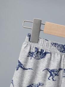 2pcs Young Boys' Dinosaur Allover Print Long Sleeve Pajama Set, Lightweight For Spring & Summer - Grey - View 8