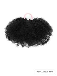 2 piezas Pelo sintético rizado crespo afro mini de 3 pulgadas de color negro para niñas, pelotas de coleta afelpadas, accesorios para el cabello livianos y cómodos - Multicolor - Ver 7