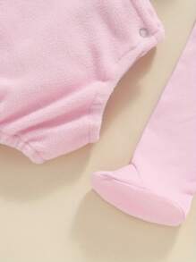 Baby Flamingo Costume Fuzzy Long Sleeve Romper With Leg Warmers Halloween Outfits For Boys Girls - 粉色 - 查看 7