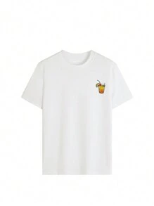 Women's Summer Cocktails And Slogan Graphic Round Neck Short Sleeved T Shirt ,Casual Loose And Versatile Holiday Style Tops,Fashionable Summer Outfits Suitable For Daily Holiday Wear