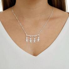 Necklace Children Couple Boy Girl Three Four Sons Daughters Boys Girls 925 Silver Plated - Bạc - Xem 9