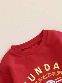 Toddler Baby Boy Girl Fall Winter Clothes Infant Newborn Boy Girl Football Outfit Long Sleeve Sweatshirt Pants Clothing Set - 黃色 - 查看 5