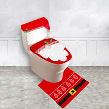 Christmas Decoration Toilet Mat Carpet Cover Christmas Atmosphere