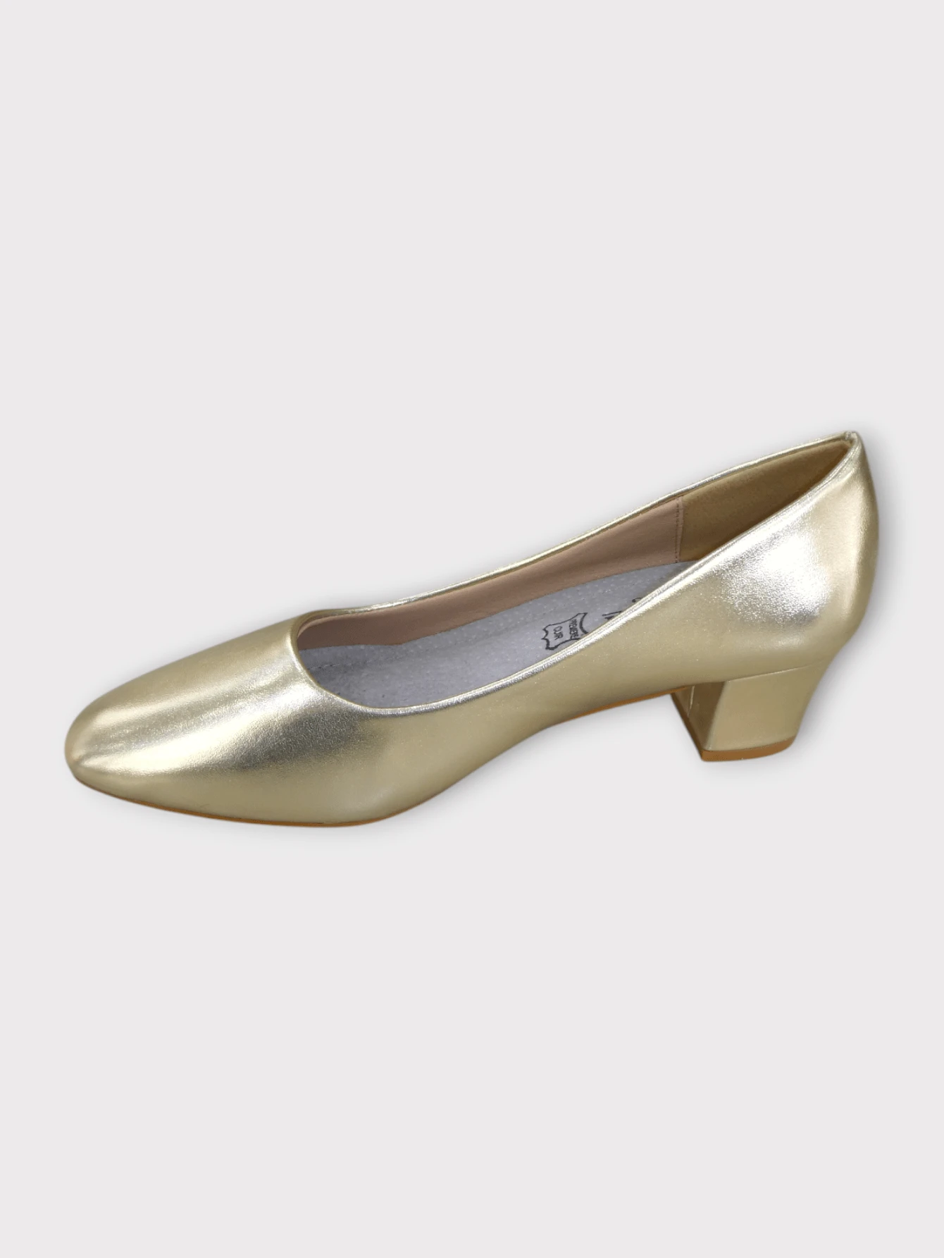 Scarpe con tacco alto comoda da donna a punta quadrata, colore unito, adatte per l'ufficio, eleganti tacchi alti - Dorato - Visualizzare 1