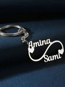 1pc Custom Stainless Steel Keychain With Personalized Name, Heart-Shaped Infinite Charm, Perfect Valentine's Day Gift For Couples, Express Love, Valentine's Day