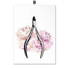 1 件装指甲油美甲灯美容院女孩花朵北欧海报粉色墙壁艺术印刷帆布画客厅装饰无框 - 彩色 - 查看 27