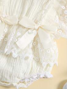 Pelele de encaje para bebé niña, ropa bohemia, conjunto de fotografía para recién nacidos, mono de encaje - Blanco - Ver 8