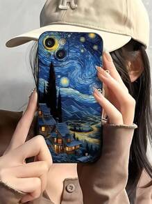 1 Stück Sternenhimmel Ölgemälde Muster stoßfeste TPU Handyhülle kompatibel mit iPhone 16, 15, 14, 13, 12, 11 Pro Max und Serie, wasserdicht, kratzfest, sturzsicher - Verschiedenfarbig - Übersicht 2
