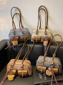 Dedoo 春季复古小众撞色通勤洋气腋下波士顿包2025女百搭休闲单肩包上班逛街通勤通勤全实用（单包不含挂坠，挂坠另计价）。