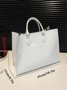 Bolso de mano grande de alta gama con estilo retro en color blanco, nueva moda elegante y versátil para otoño/invierno con estampado de cocodrilo, adecuado para damas para ir al trabajo, laptop, salidas diarias, compras, bolso de mamá, bolso de viaje unisex - Blanco - Ver 11