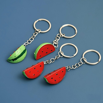 PVC Resin Simulation Watermelon Keychain DIY Creative Summer Fruit Model Car Phone Bag Pendant Jewelry Couple Birthday Gift School Fruit