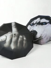 Ombrello pieghevole divertente con design del dito medio, regalo creativo e unico per uomini e donne, nero (design del dito medio), accessorio moderno per la fotografia - Multicolore - Visualizzare 9