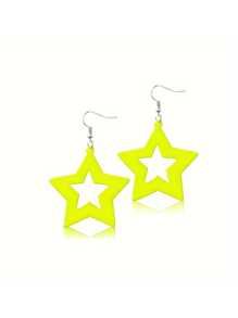 1Pair Acrylic Pentagram Earrings Neon Acrylic Pendant Star Pendant Drop Dangle Earrings 80s Jewelry Colorful Neon Star Tassel Earrings For Women, Simple & Fresh Hollow Out Star Design Stud Earrings Perfect For Parties, Casual Wear And Daily Outfits - Single Five-pointed Star Earrings - View 14