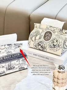 Retro Tissue Box, Ink Leather, Light Luxury, High-End Sense Of Home Living Room, Car Non-Slip Toilet Paper Box, Napkin Storage Box, Living Room Car Ornaments, Dining Table Decoration, Portable Button Opening, No Paper Jam