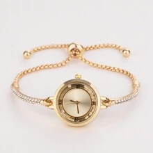 Relógio de Quartzo com Pulseira Tipo Bracelete Casual e Fashionista com Contas, Presente de Aniversário para Mulheres como Presente para Estudantes Voltando à Escola 2023