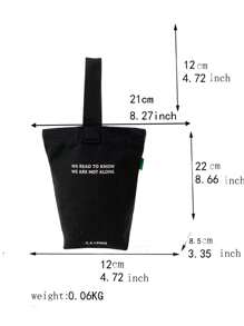 Sac à main mode minimaliste pour femmes, sac fourre-tout en canevas décontracté et petit, sac carré léger et pliable avec design graphique en lettres noires, peut contenir des clés, une bouteille d'eau, un téléphone et des articles personnels, convient pour les voyages et les promenades avec des animaux de compagnie