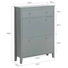 SoBuy Shoe Cabinet Shoe Rack Shoe Storage Cupboard Organizer Unit With Drawers Black W80 X D25 X H108cm FSR89-SCH - Grey - View 2