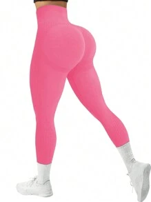 Set de 2 pantalones de yoga de cintura alta sin costuras tipo "melocotón" para mujer, mallas deportivas transpirables y que absorben la humedad, versátiles para uso diario