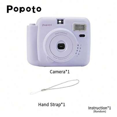  新款Popoto拍立得相机，兼容Mini 11/12胶卷，适合作为生日、派对、婚礼礼物（不含电池和胶卷）