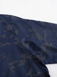 男式连帽风衣夹克，外套 - 藍色 - 查看 9