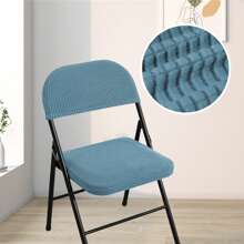 Solid Color Household Folding Chair Cover Suitable For Home Decoration Polyester Cover For Covers Wedding Party Dining Elastic Chair Covers - 天藍 - 查看 4