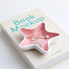 1 件海洋主题陶瓷首饰收纳托盘，仿真海螺色珠宝收纳托盘，创意珠宝耳环戒指手链收纳展示盘 - 彩色 - 查看 5