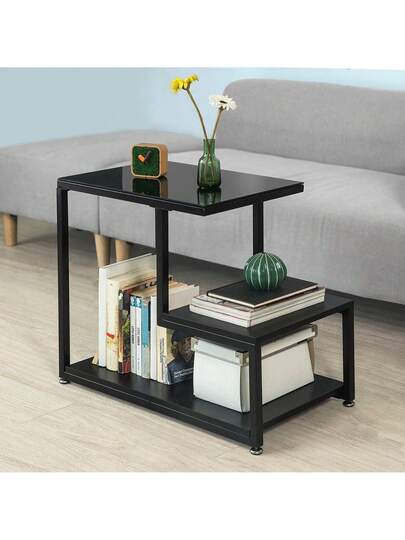 SoBuy FBT65 SCH, Side Tafel End Coffee Living Room Storage Shelf, Zwart view 8