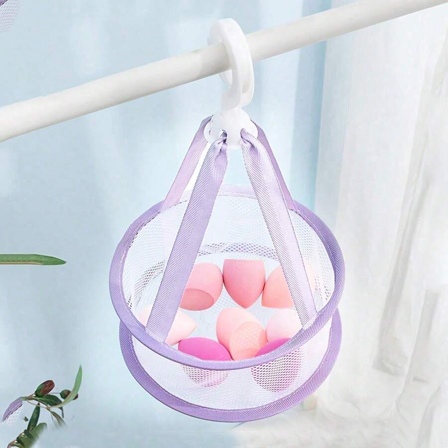 1pc Portable Makeup Brush Cleaner Set - Efficient Washing And Drying - Includes Cleaning Bowl And Drying Net - Travel-Friendly - Purple - View 1