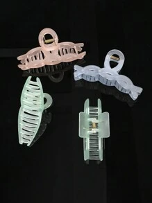 Juego de 3 pinzas de pelo cuadradas con textura mate y acabado esculpido en colores de gelificación, accesorios de pelo versátiles adecuados para recogidos diarios, diseños variados, elegantes de alta gama, con un toque fresco y minimalista, estilo Ins