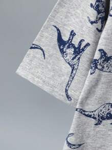 2pcs Young Boys' Dinosaur Allover Print Long Sleeve Pajama Set, Lightweight For Spring & Summer - Grey - View 5