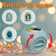 Easter Bunny Egg Gift Box, Rotate To Open Gift Box, Colorful Easter Eggs, Stands Upright, Unfilled Easter Egg, Perfect For Easter Gift, Valentine's Day Gift, Surprise Egg, Surprise Gift, Easter Hunt, Assorted Colors, Easter Decorations. Easter Egg Spinner Decor, Dual-Layer Rotating Design With Festive Scenes - Multicolor - View 4